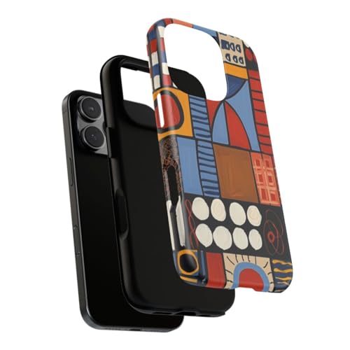 Coque iPhone 16 Pro motif géométrique bleu rigide et mate - 3