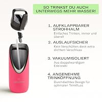 waterdrop® All Purpose Thermosflasche 600ml – Trinkflasche mit Strohhalm – isolierte Edelstahl, 24h kalt - 6h heiß – auslaufsicher & bruchsicher – Thermobecher – Ansicht 3