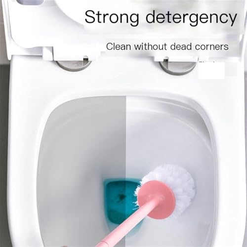 Image of Silicone Toilet Brush | Wall Mounted Toilet Cleaning Brushes |Brushes for Bathroom Cleaning Japanese Modern with Soft Bristle Can Also Be Wall Hanged.with Holder (Blue)