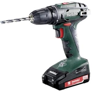 Metabo 602207560-Taladro Atornillador a BaterÃ­a 18V/ 2 x 2.0 Ah Li-Ion BS 18-Portabrocas 10 mm con MaletÃ­n, 18 V, Negro, Verde