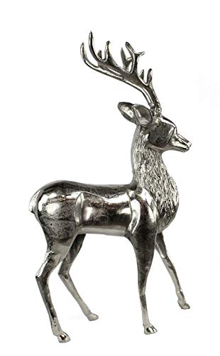 DARO DEKO Metall Rentier Silber glänzend 27 x 43cm