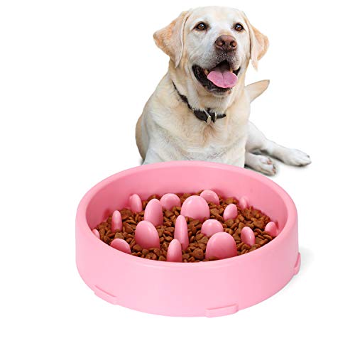 JASGOOD Slow Feeder Dog Bowl for Medium Dogs Slow Feeding Interactive Bloat Stop Dog Bowls,Pink,Medium