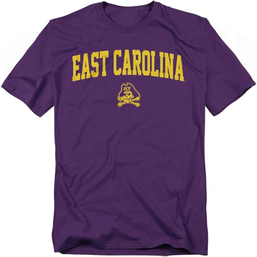 LOGOVISION East Carolina University One Color Arch Unisex Adult T Shirt, Purple, Large