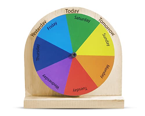 Pentacle Toys Days of The Week Wheel Toys, Wooden Circle Days Calendar, Montessori Homeschool Calendar for Kids, Rotating Clock Puzzle for Toddlers, Daily Schedule Plan Gift for Children