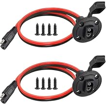 16AWG SAE Power Socket, Weatherproof Socket Sidewall Port,Quick Disconnect Wire Automotive Panel Extension Cable for Solar Generator Battery Charger.30CM 2Pack