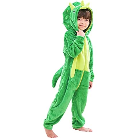 Kids Triceratops Dinosaur Costume Onesie, Toddler Animal Fancy Dress Hooded,4-5 Years,Tag M) Cover