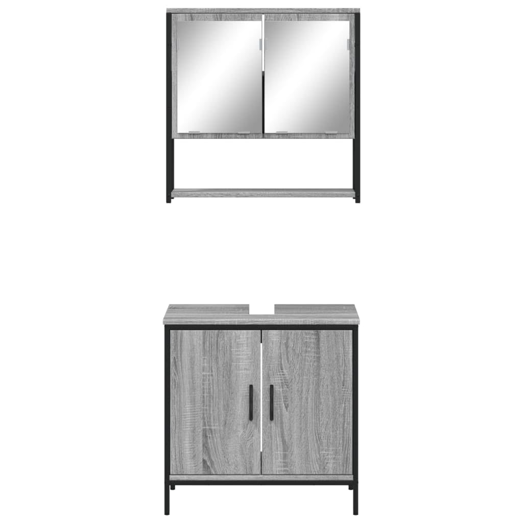 2-częściowy zestaw mebli łazienkowych Sonoma z materiału drewnopochodnego z szafką pod umywalkę i szafką z lustrem, 60 x 30 x 60 cm i 60 x 16 x 60 cm, montaż ścienny dla porządku w pralni