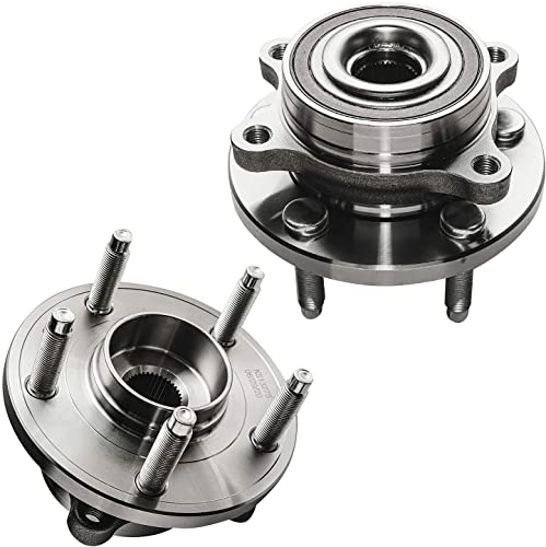 Image of Detroit Axle - Front Disc Rotors Brake Pads Wheel Hubs + 10pc Wheel Lug Nuts Replacement for Ford Flex Taurus Lincoln MKT MKS - 16pc Set