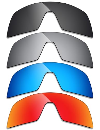 Image of Alphax 4 Pair Polarized Replacement Lenses for Oakley Sutro OO9406 Sunglasses- Black+Titanium+Blue+Red