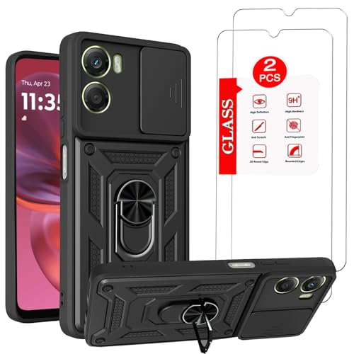 Image of for Motorola Moto G05 / E15 Case with [2 Pack] Tempered Glass Screen Protector, for Moto E15 Case Heavy Duty Armor [Military-Grade] Protective，with Lens Protects Magnetic Stand Cover Black
