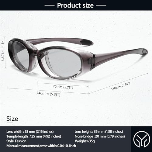 YouthMall Thick Frame Goggles for Womens Mens Y2K Oval Sporty Shades UV400 — view 4