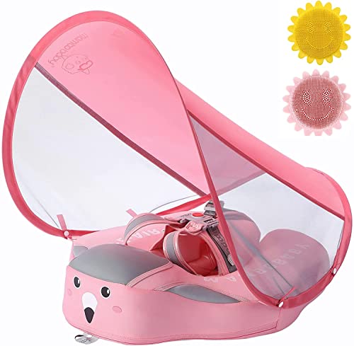 Image of Baby Pool Float with Canopy UPF 50+, Non Inflatable Mambobaby Float, Baby Floaties for Infants Swimming Training, No Flip Over Baby Swimming Float