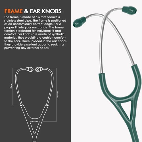 Image of ELKO EL-240 ASTRA III Ti Titanium dual head acoustic stethoscope | Adult & Pediatric Stethoscope with Double-sided Natural Titanium Chestpiece | Two-Way PVC Tubing | Doctors & Medical Students (Green)
