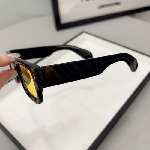 Image of IKANOO Square Thick Frame Sunglasses for Women Men Retro Rectangle Sunglasses Trendy Chunky Eyewear Black Shades
