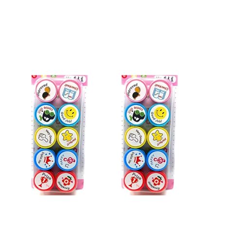 Image of Crackles Kids Stamp Set Motivation Sticker School Scrap booking Self Ink Stamp DIY Teachers Self Inking Praise Reward Stamps Only Red Ink(No Ink pad Included) (Pack of 2)