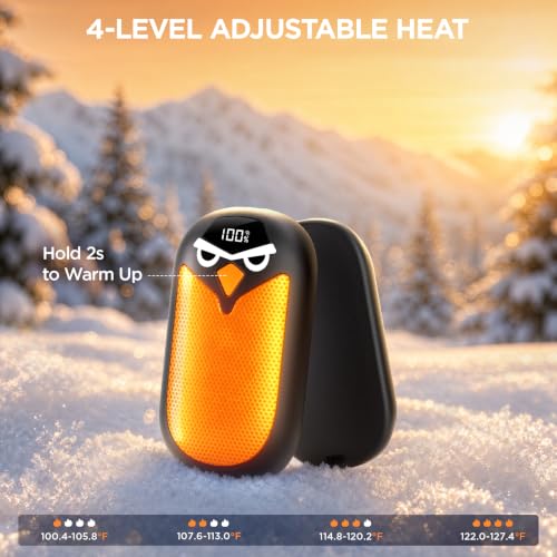 Hand Warmers Rechargeable 2 Pack with LED Display, 4 Heat Settings & Fast Heating, Portable Electric Hand Warmers for Camping Hunting Commuting, Valentine's Gifts for Men Women - image 4