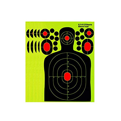 Human Nature Shooting Target Paper, Shots Burst Bright Fluorescent Yellow Upon Impact Hunting Training Target, Paper Target with 16 Cover Up Patches for Gun, Pistol, Air Rifle