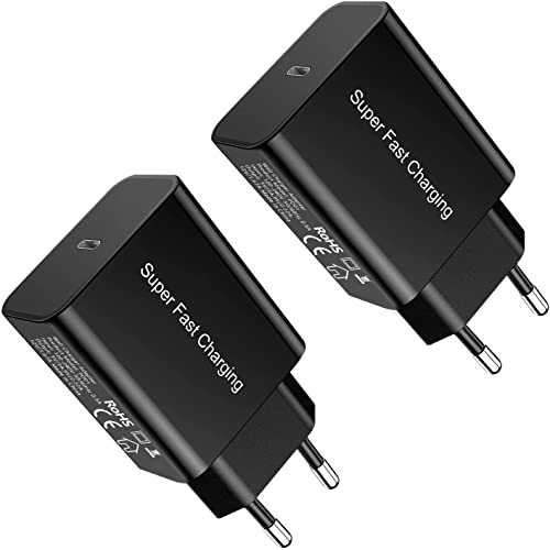 2Pack 25W Chargeur pour Samsung Galaxy S22 S21 S20 Plus Ultra FE 5G/A53 A23 A33 A13 A72 A52S A71,Note 10/20,iPhone 14 13 12 Pro Max,Xiaomi 12 Mi 11T Lite,Redmi Note 11 10 9 Pro,PD 3.0 Secteur USB C Cover