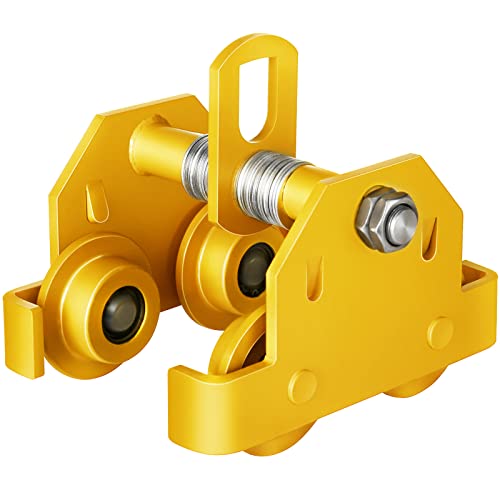 TRSGD Carro Manual de 6600 Libras con Capacidad de 3 toneladas, Carro de Empuje con viga en I, Ancho de Brida de 3,9 a 5,5 Pulgadas, polipasto de Ruedas Dobles para Vigas en I Rectas y Curvas