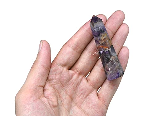 Image of Certified Amethyst Chevron Crystal Tower Obelisk Point For Chakra