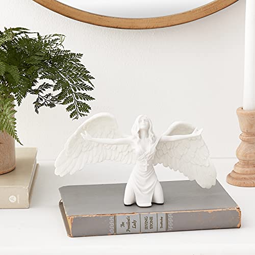 Design Toscano PD2704 Pray for Peace Angel Figurine Statue, 23 cm, Bonded Marble Polyresin, White