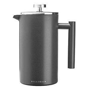 Bellemain French Press Double Walled Insulated 304 Stainless Steel Coffee Maker, (Grey, 35 oz), Micro Mesh Filtration, Extra Filter Included, No Coffee Grounds, Rust Free, Dishwasher Safe