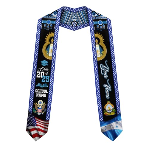 MonkeyVan Personalized Honduran Graduation Stole 2025,Custom Honduras Flag Sash,Honduras Graduation Stole for Class of 2025 S356