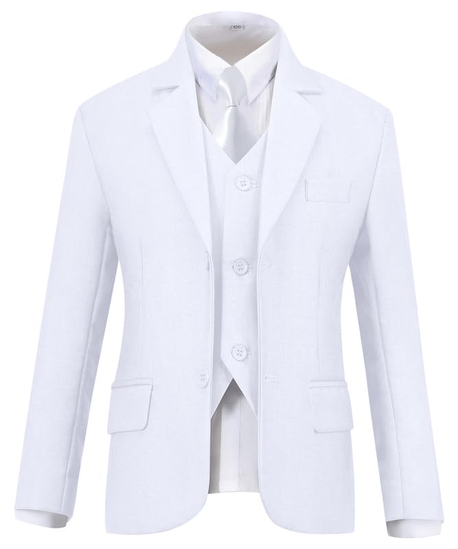 Image of Visaccy Boys Formal Suit Slim Fit Tuxedo Suits for Kids Ring Bearer Outfit | Toddler Boy Suits Set,Adjustable Waist,Dress Clothes