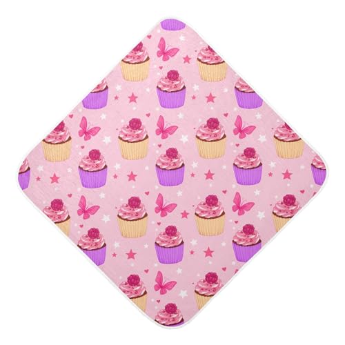 Msyxl Cupcake Butterflies Hooded Towel - Ultra Soft & Absorbent Muslin Cotton Bath Towel for Babies, Toddlers, Newborn - Boys & Girls Essential 30
