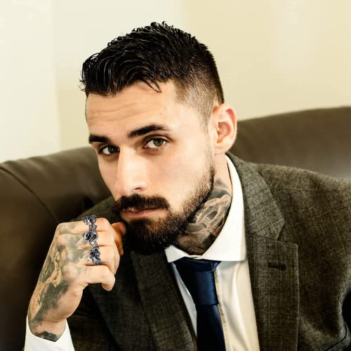 JeryWe 16 Stück Vintage Punk Ringe für Frauen Männer Gothic Ringe Schlange Drache Eule Totenkopf Ringe Hippie Biker Ringe Einstellbare Ringe Set