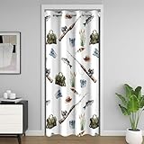 Manfei Cortina de puerta de pesca, 1 panel de 42 pulgadas de ancho x 80 pulgadas de largo, cortina de puerta decorativa de lubina para puerta de clost, estilo rústico de granja 30%-50% cortinas opacas