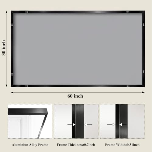 Image of Koonmi Black Mirrors for Wall, 30x60 Inch Bathroom Mirror, Rectangular Wall Mirror for Living Room Bedroom Bathroom, Hangs Horizontally or Vertically