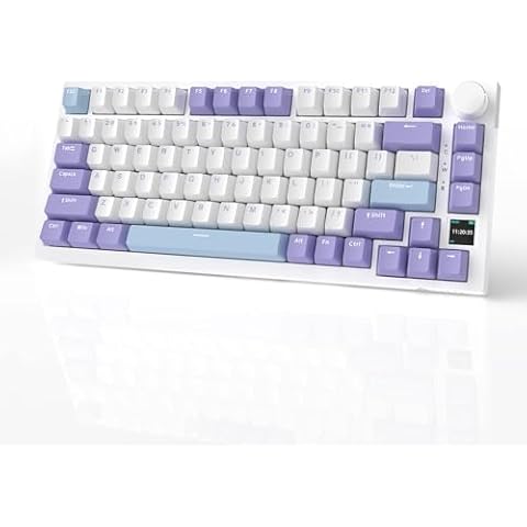 AJAZZ AK820PRO 75% Hot Swap Gasket Mount Mechanical Keyboard with TFT Display Screen, 4000mAh BT/2.4G/Wired RGB South Facing LED, Knob Control for E-Sport/Windows/Mac, Gift Switch Cover