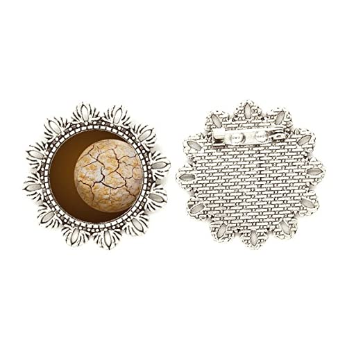 Broche de plata labrada con diseño de estrellas y acabado oscuro premium medium