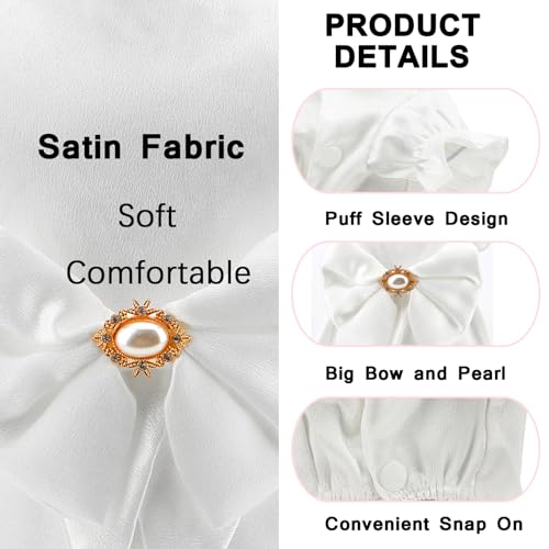 SMALLLEE_LUCKY_STORE Satin Hochzeitskleid für kleine Hunde Eleganter Prinzessin Rock mit Schleife und Perle Tutu Kleid mit Puffärmeln