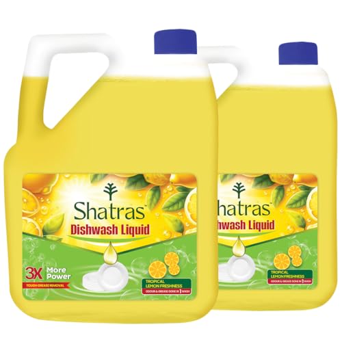 Shatras 5 Liter Lime Dishwash Liquid Gel | Dishwash Liquid Infused With The Power Of Lemons | Refreshing, Antibacterial & Leaves No Residue | Fast Cleaner For All Types Of Utensils (Pack of 2)