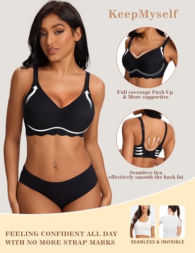 Image of Wireless Bras for Women No Underwire Wave Push Up Bra Seamless Bras Full Coverage Lift Everyday Bras
