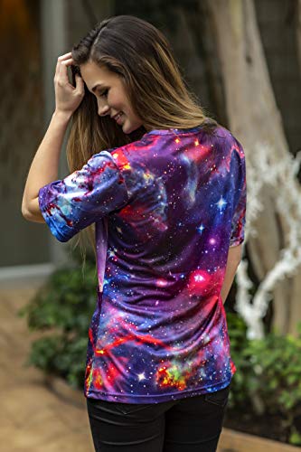 Funny Guy Mugs Scrubs Unisex Galaxy Print V-Neck Scrub Top, X-Large