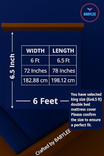 Image of BABYLEE Mattress Protector King Size 72x72 Ultra Soft Breathable & Fitted Bed Protector Terry Cover Double Bed (6.5x6 feet, Fits 10 Inches, Dark Blue)