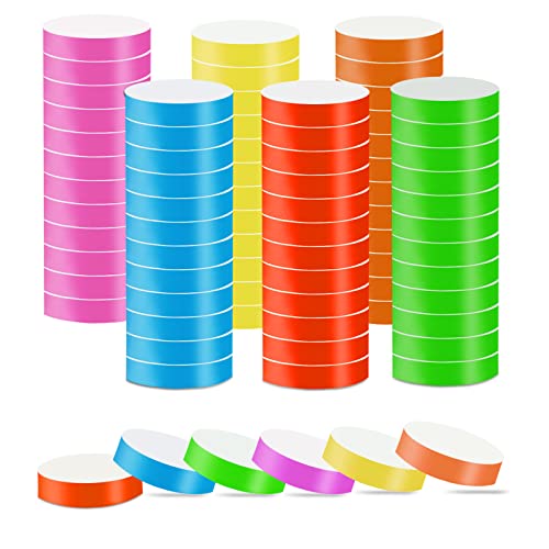 1200 pulseras de festivales resistentes al agua, 6 pulseras de papel de color para el control y la seguridad en eventos y eventos
