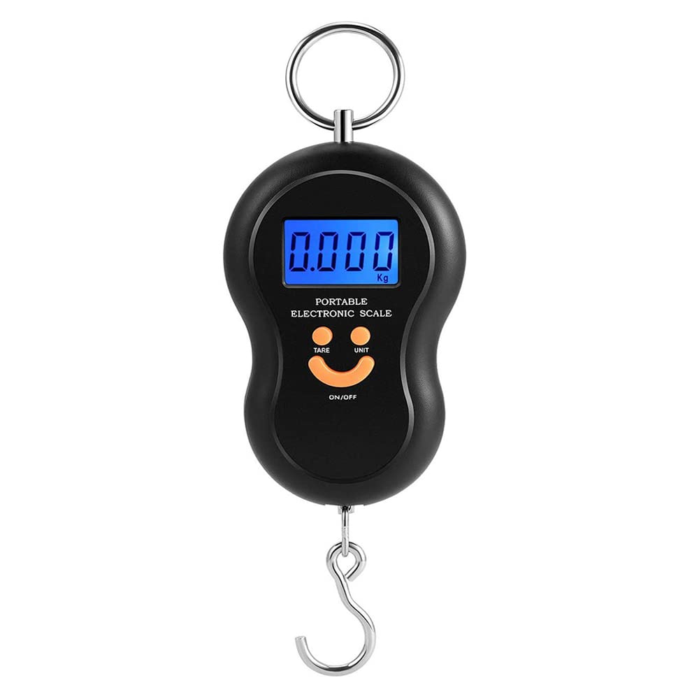 Electronic Fish Scale with Backlit LCD Display, Digital Portable Hanging Luggage Scale 110lb/50kg for Home and Outdoor, 2 AAA Batteries Included Electronic Fish Scale with Backlit LCD Display, Digital Portable Hanging Luggage Scale 110lb/50kg for Home and Outdoor, 2 AAA Batteries Included