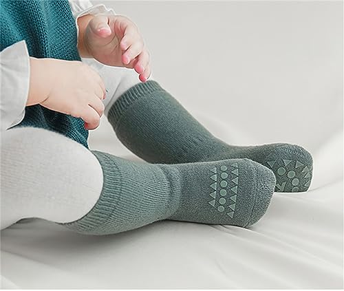 Behele Baby Non Slip Grip Socks Toddler Knee High Anti Skid Crew Slipper Crawling Socks For Girls Boys Newborn thumb #2