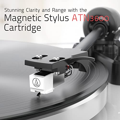 Image of Vinyl Record Player Turntables with Wireless Output Connectivity Vinyls Players Belt-Drive 33 45 RPM Speed Phono Line USB Digital to PC Recording MM Cartridge AT-3600L Classic New Sleek Piano White