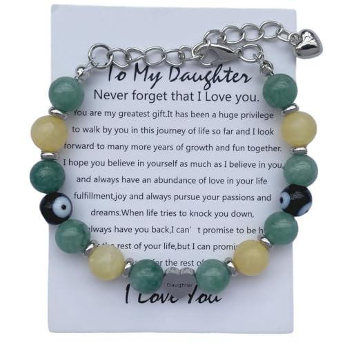 Image of DOLON Handmade Crystal Beaded Heart Charm Bracelet for Daughter Adjustable Birthday Christmas Jewelry Gift from Mom Dad