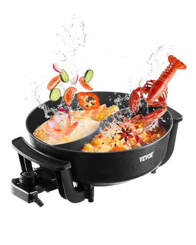 VEVOR Appareil à Fondue Chinoise Shabu Shabu 5 L, Marmite Électrique 1360 W, avec Séparateur...