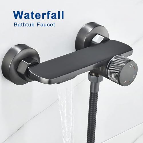 Robinet de baignoire mural cascade et sa douchette 3 jets