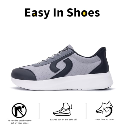 Image of Men's Wide Walking Shoes Tennis Minimalist Sneakers Zero Drop Slip On Comfortable Shoes for Plantar Fasciitis Orthotic Work Standing All Day BlackGrey US 9.5