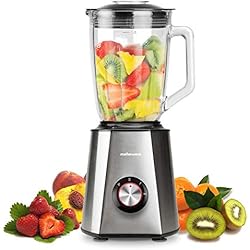 Batidora Breville Mellerware - Batidora de vaso Mixy! 1500 W | Jarra de vidrio de 1.5L | 2 velocidades + TURBO | Rompehielos | Procesador de alimentos profesional con cuchillas de 6 hojas | Acero Inoxidable