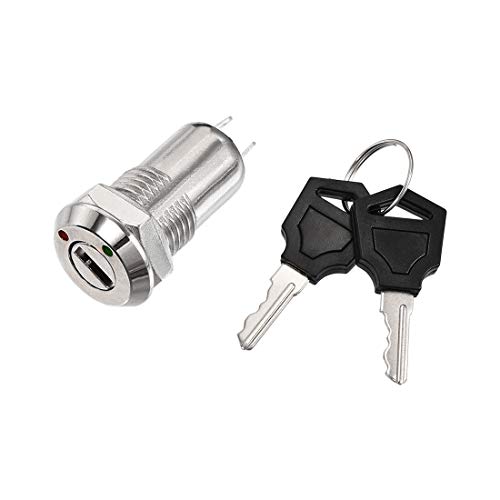 Sourcingmap 12mm 2 Positions Key Locking Push Button Switch with 2 Keys NO-Off S1203