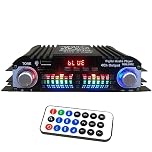 Pinafresa Audio Amplifier 4-Channel Digital Sound Amp For Home Audio Systems, Car, Karaoke Supports USB SD AUX